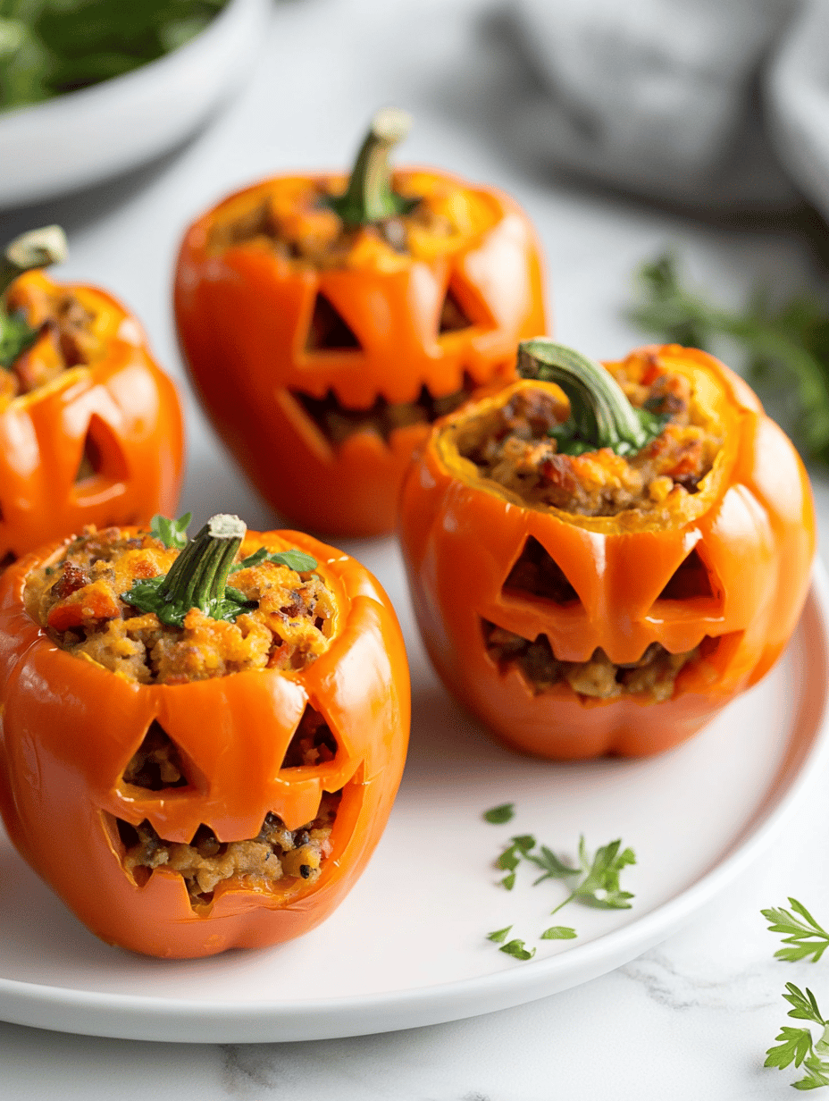 Spooky Savory: Halloween Jack-o’-Lantern Stuffed Peppers
