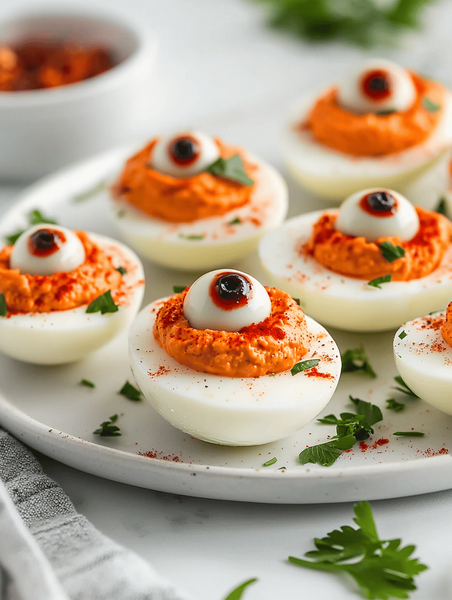 Spooky Bite-Sized Horror: Halloween Deviled Egg Eyeballs
